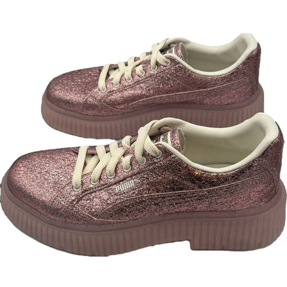 Puma Womens Dinara Shine Metallic Platform Sneakers Pink Sz 8 - Picture 4 of 11
